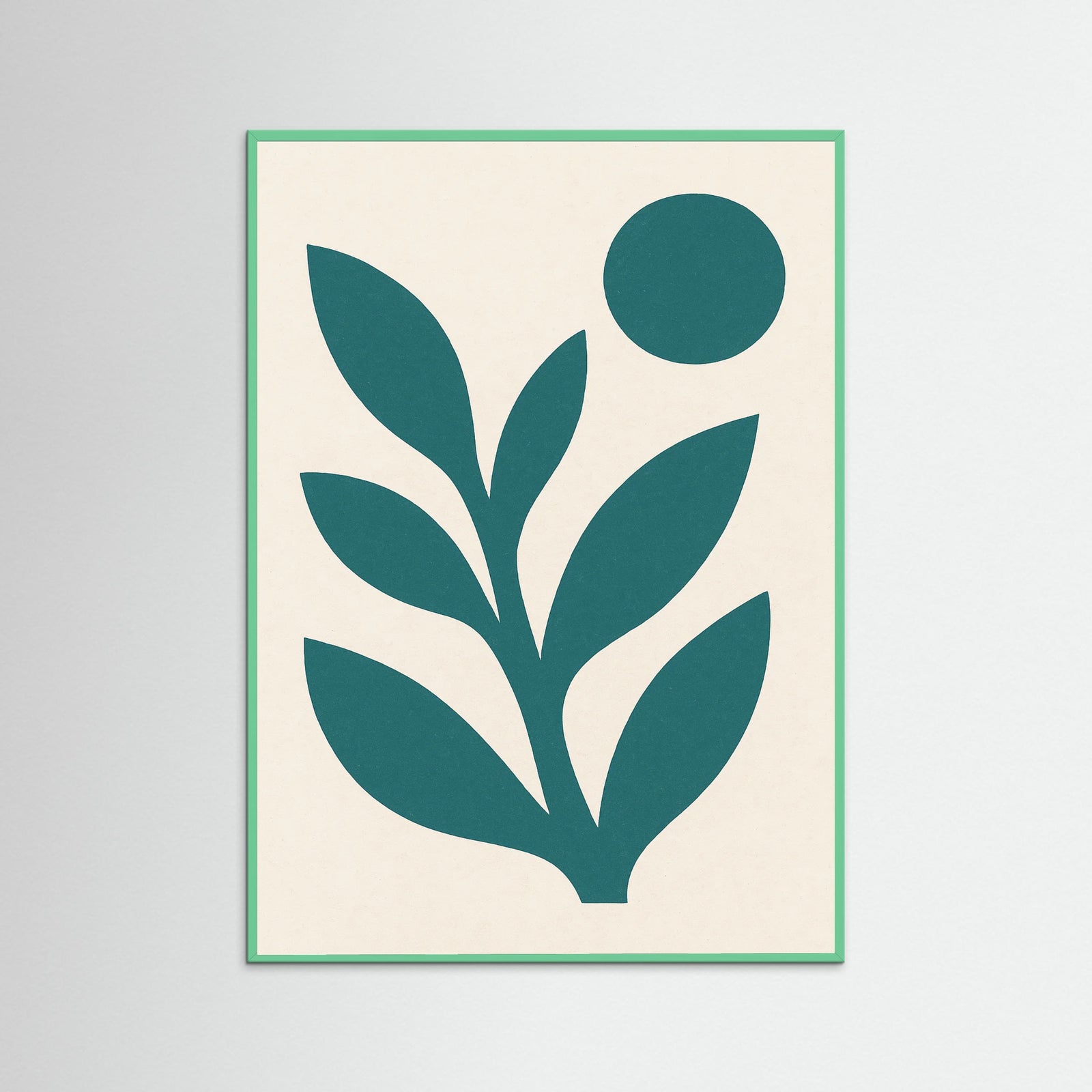 Mint Wood Abstract Blue Figure