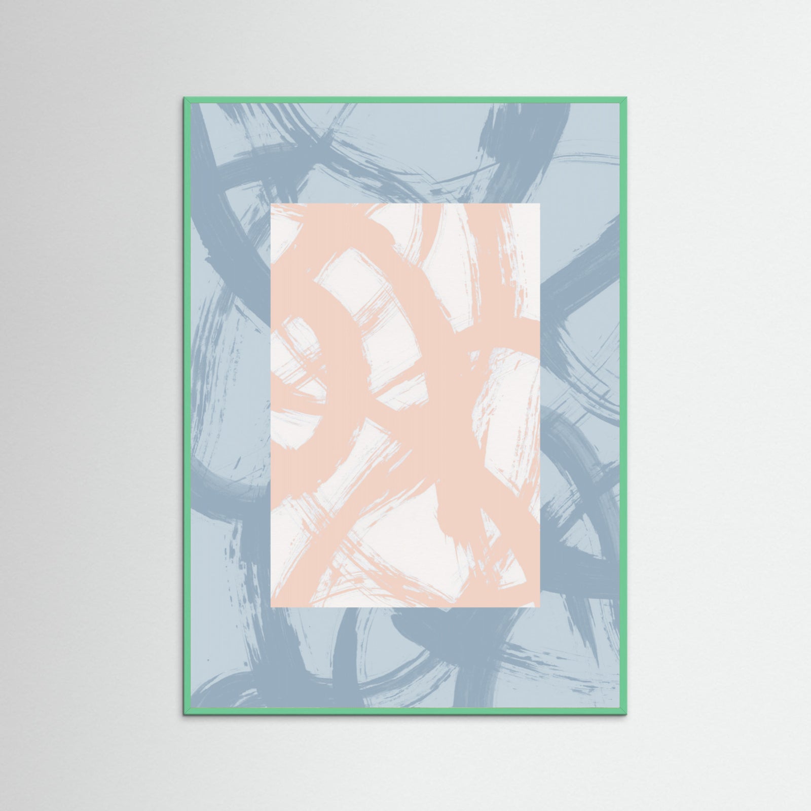 Mint Wood Abstract Brush Strokes 98A Poster
