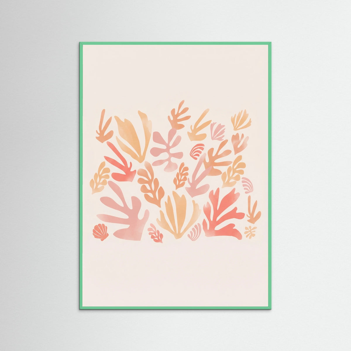 Mint Wood Abstract Coral Garden