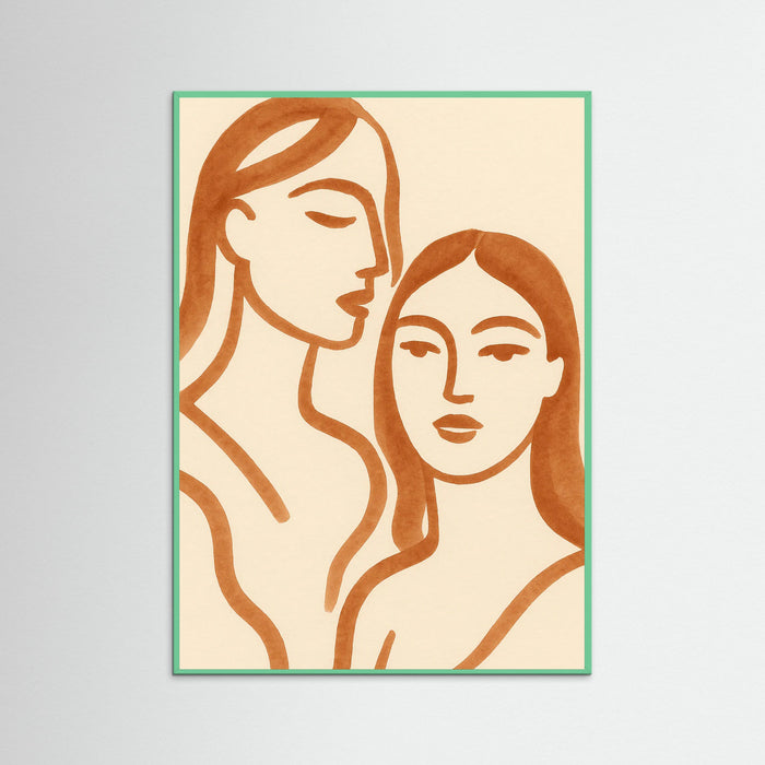 Mint Wood Abstract Faces
