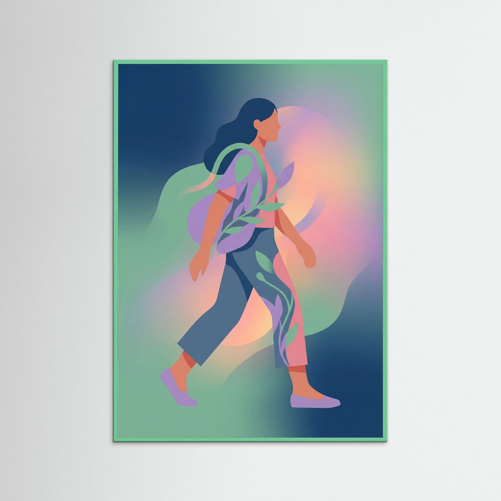 Mint Wood Abstract Figures