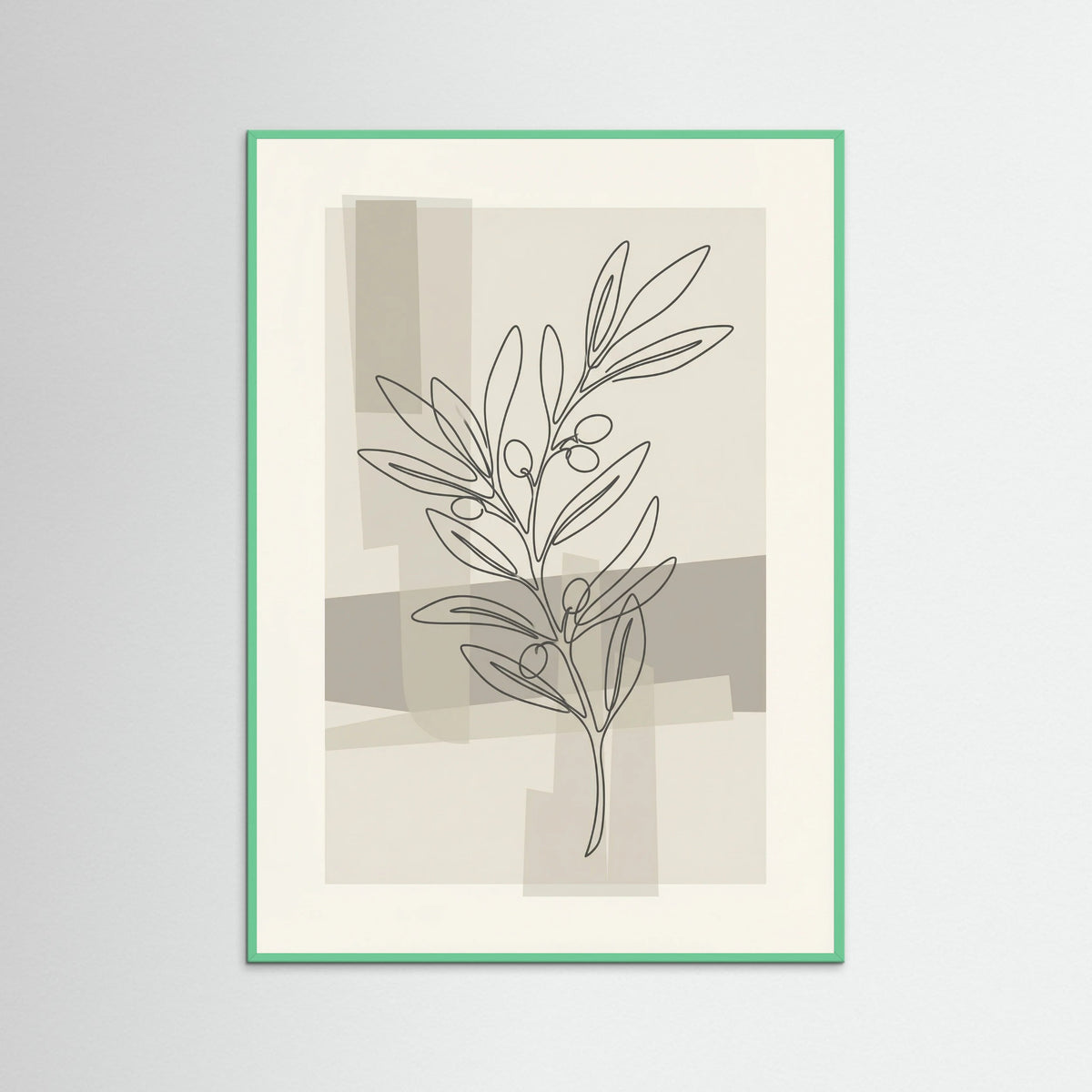 Mint Wood Abstract Floral Contour