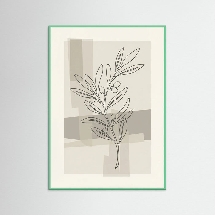 Mint Wood Abstract Floral Contour