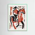 Mint Wood Abstract Horse Rider Poster