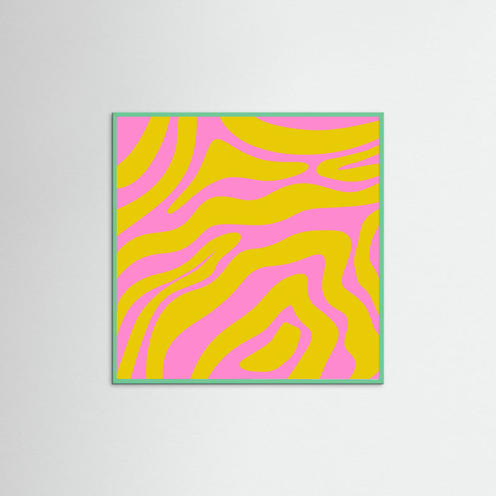 Mint Wood Abstract Lines and Yellow and Pink Poster