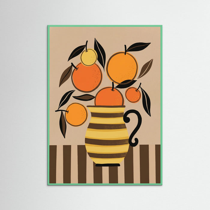 Mint Wood Abstract Orange Vase