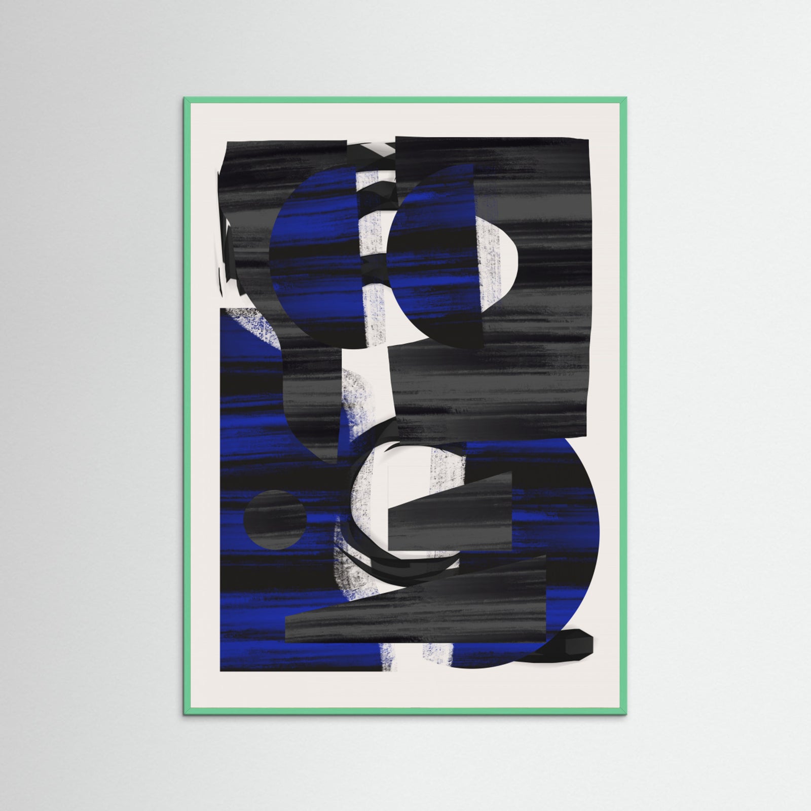 Mint Wood Abstract Stripe Minimal Collage 28 Poster