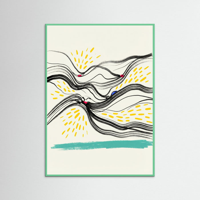 Mint Wood Abstract Wavy Rhythm
