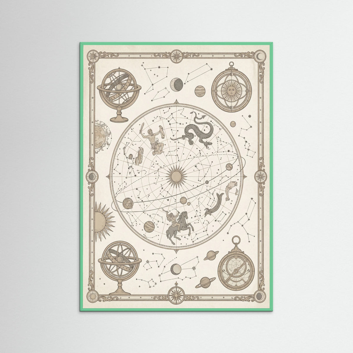 Mint Wood Aged World Atlas