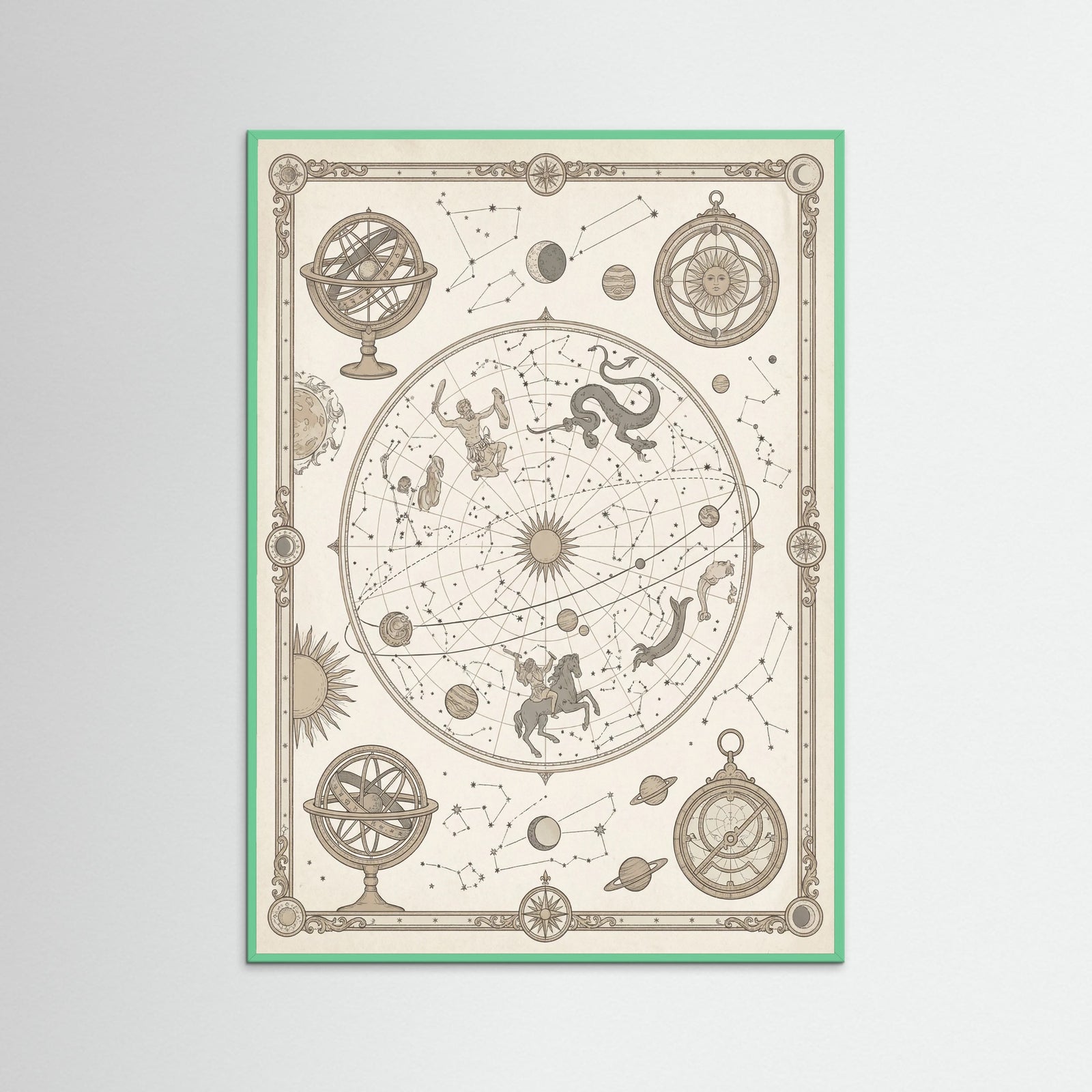 Mint Wood Aged World Atlas