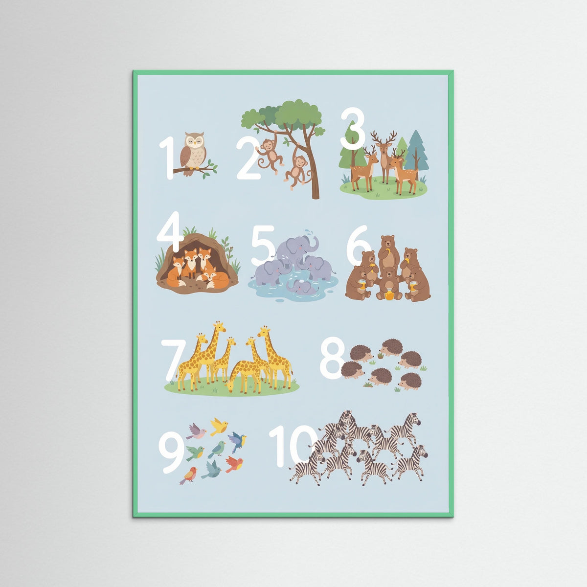 Mint Wood Animal Alphabet Chart