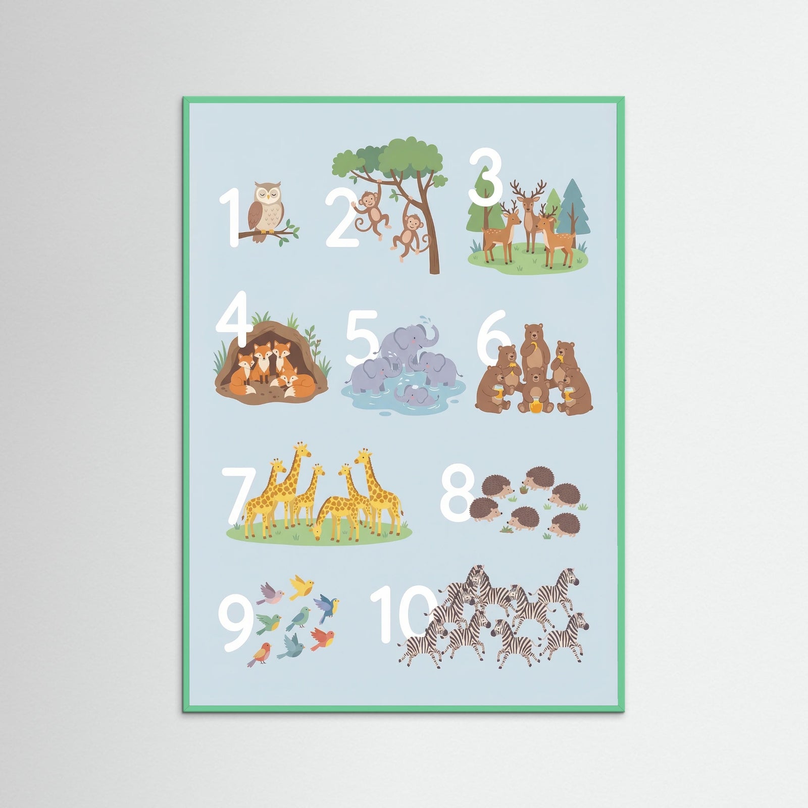 Mint Wood Animal Alphabet Chart