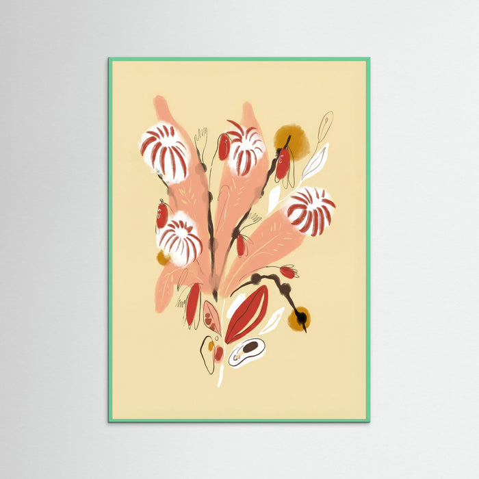 Mint Wood Apricot Bloom Sketch