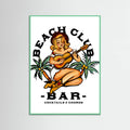 Mint Wood Beach Club Bar. Sailor Jerry Style Pin-up Girl Playing Guitar Poster