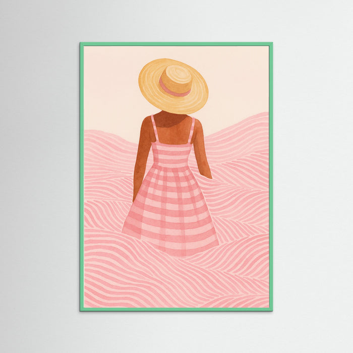 Mint Wood Beach Girl Pattern