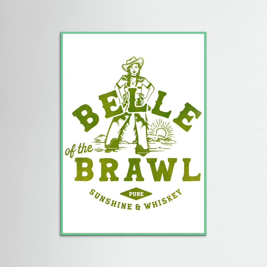 Mint Wood Belle Of The Brawl Cowgirl Wall Art Poster
