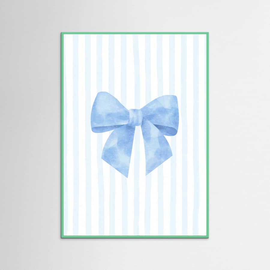 Póster Blue Bow On Stripes – póster e impresión artística