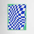 Mint Wood Blue Checker Cloth Poster