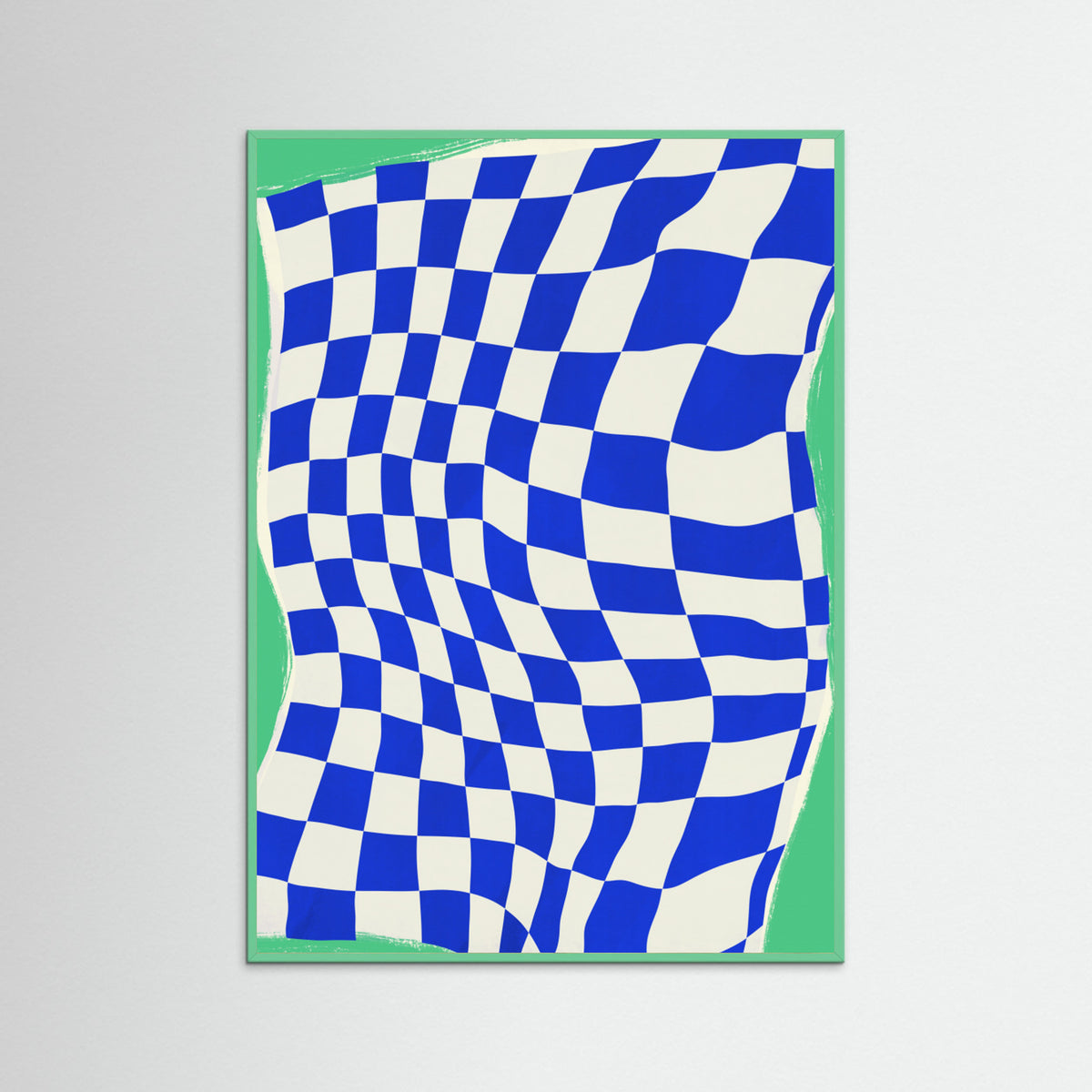 Mint Wood Blue Checker Cloth Poster