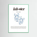 Póster Blue Lobster Poster | Minimalist Coastal Art with Seafood Illustration – póster e impresión artística