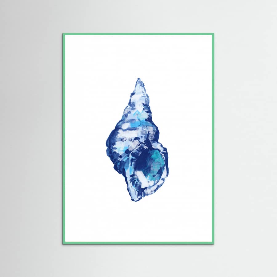 Poster Blue Seashell On White Background No 2 – poster e stampa artistica