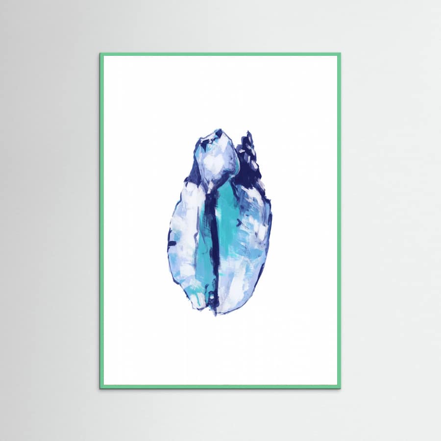 Blue Seashell On White Background No5 Poster – Poster und Kunstdruck