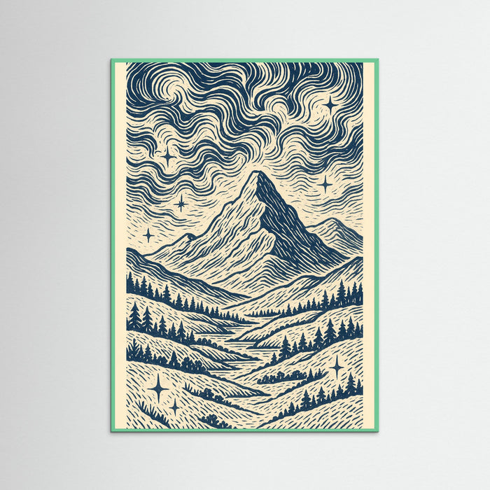Mint Wood Blue Swirl Pattern
