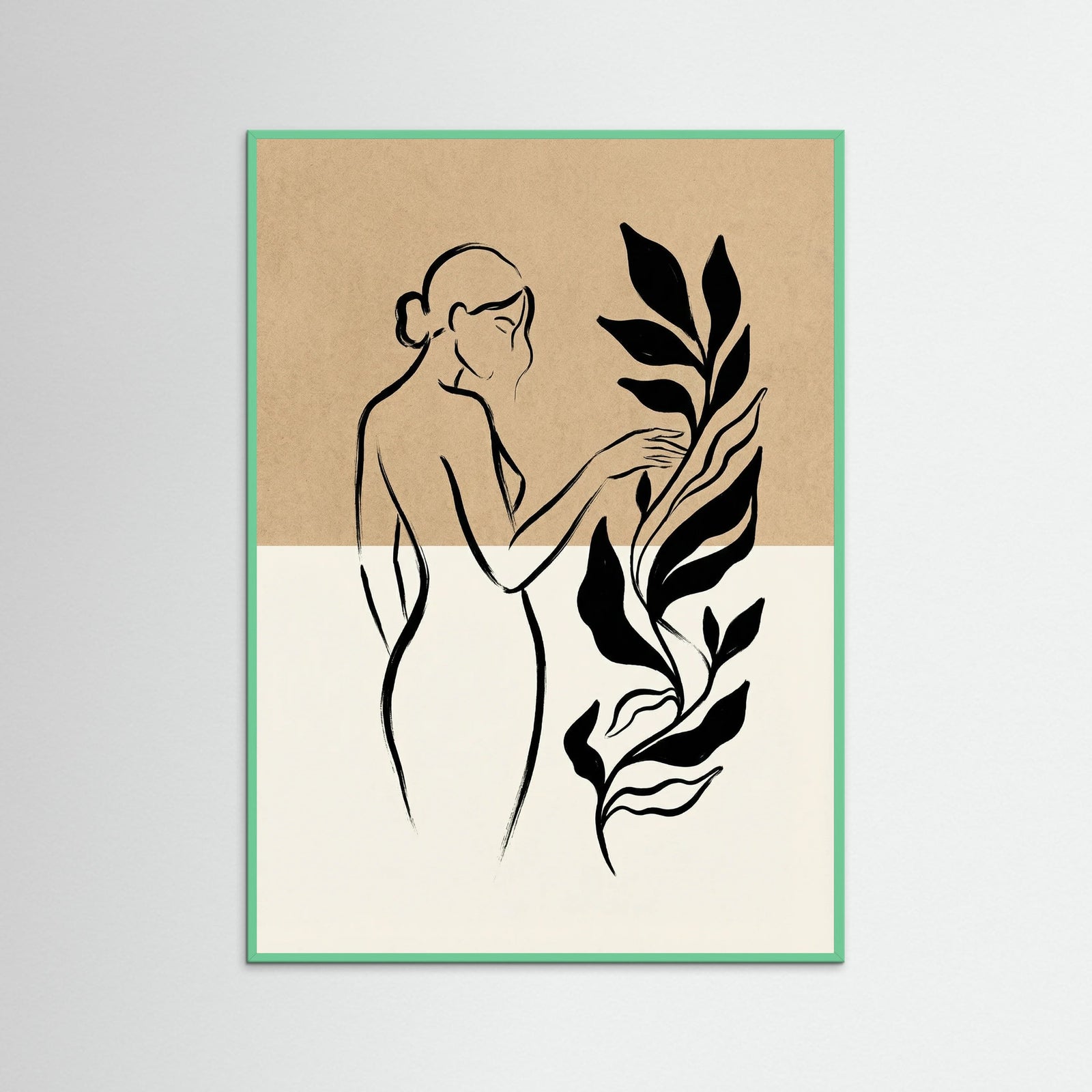 Mint Wood Boho Leaf Embrace