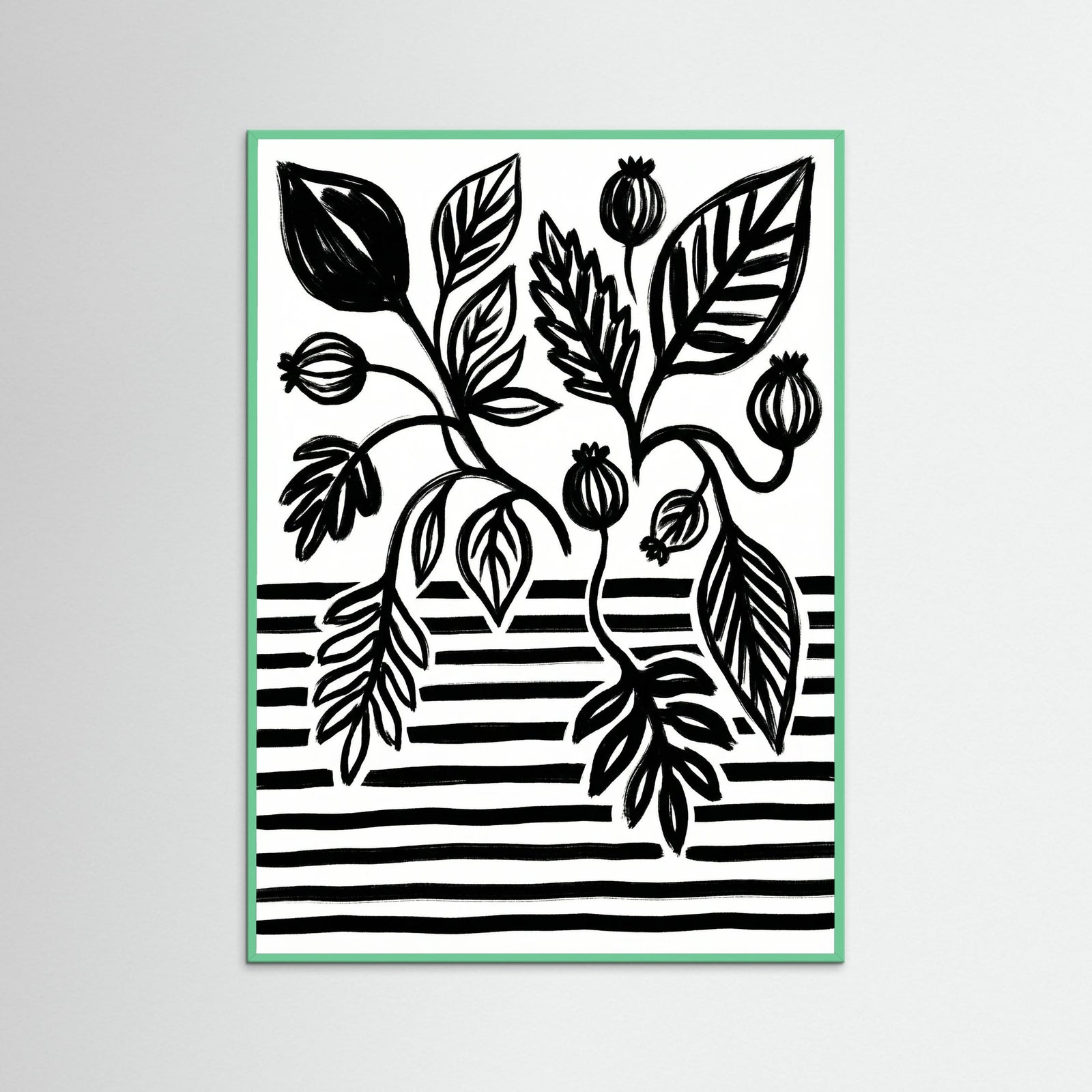 Mint Wood Bold Bloom Still Life