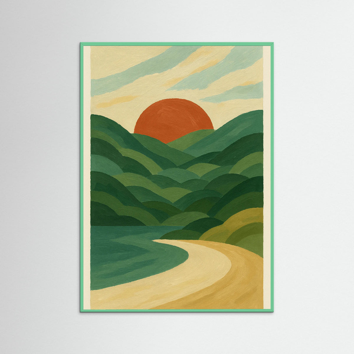 Mint Wood Bold Floral Red