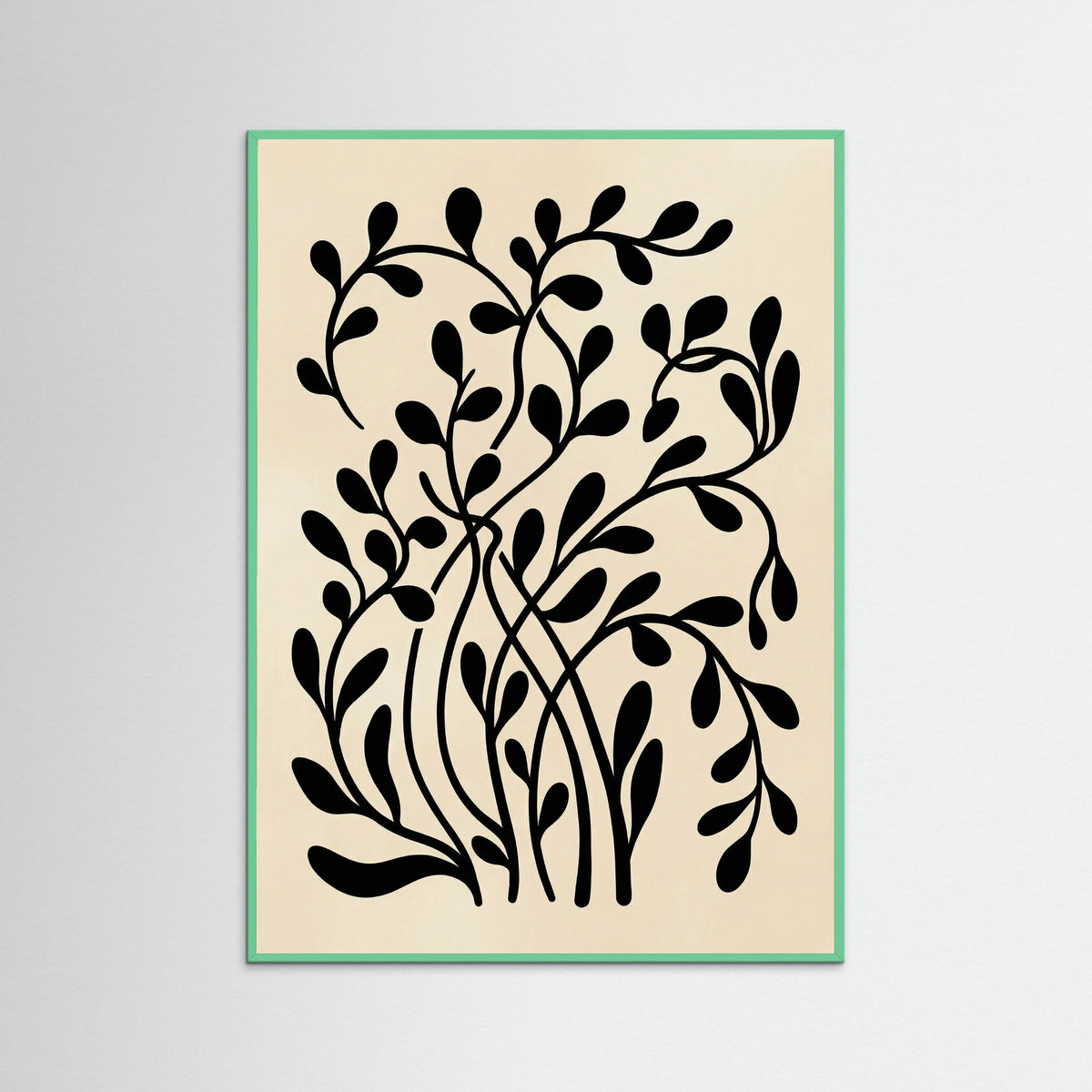 Mint Wood Botanical Silhouette Black
