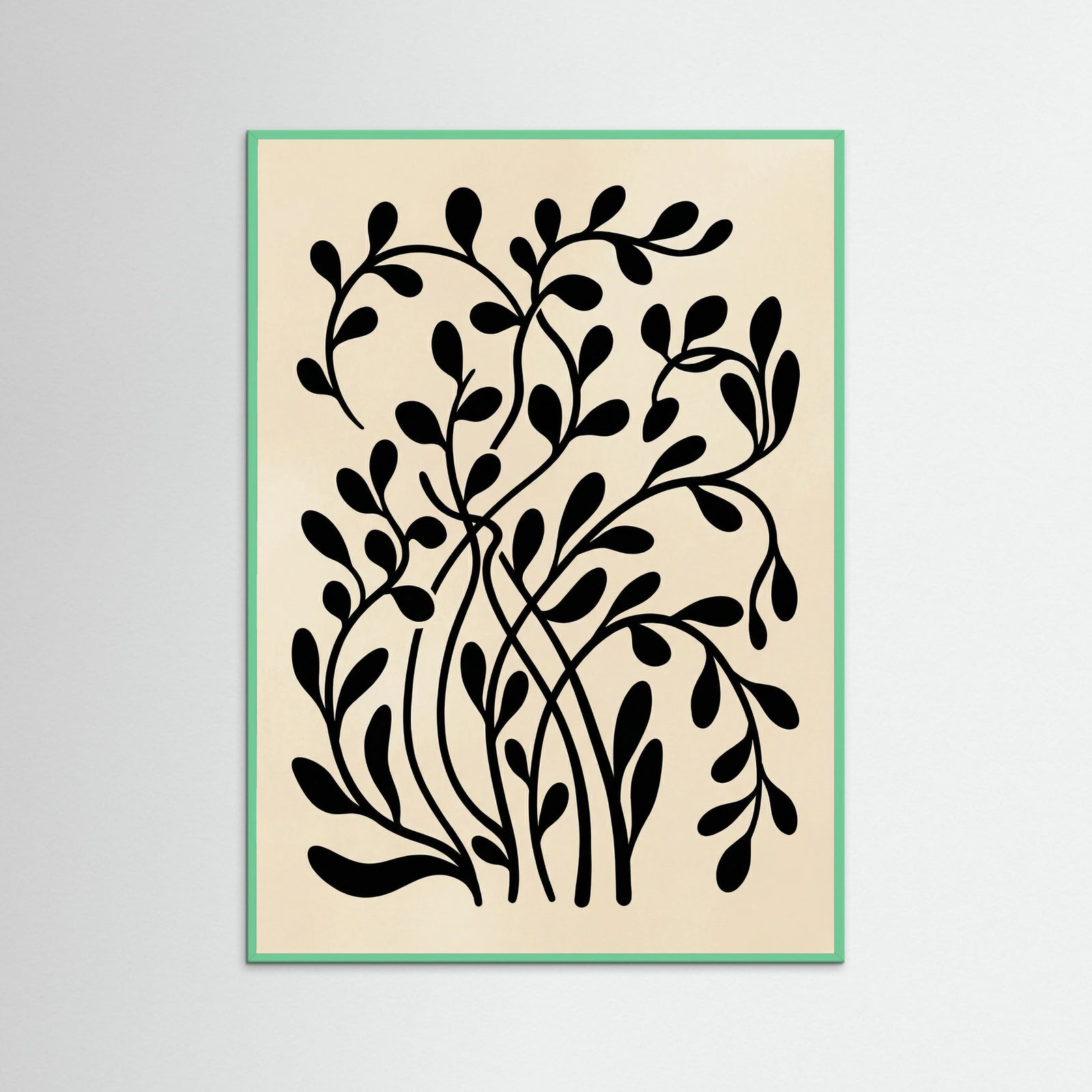 Mint Wood Botanical Silhouette Black