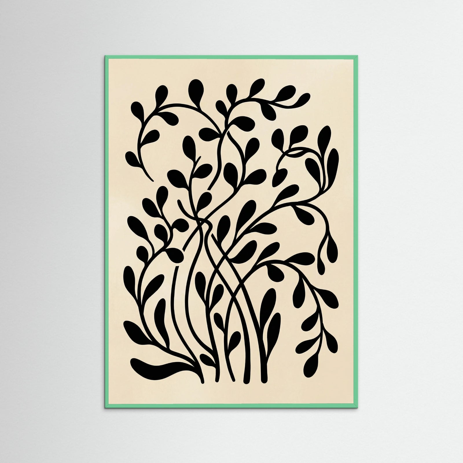Mint Wood Botanical Silhouette Black