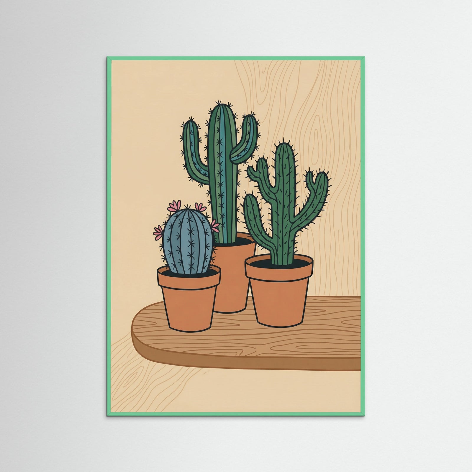 Mint Wood Botanical Stripes