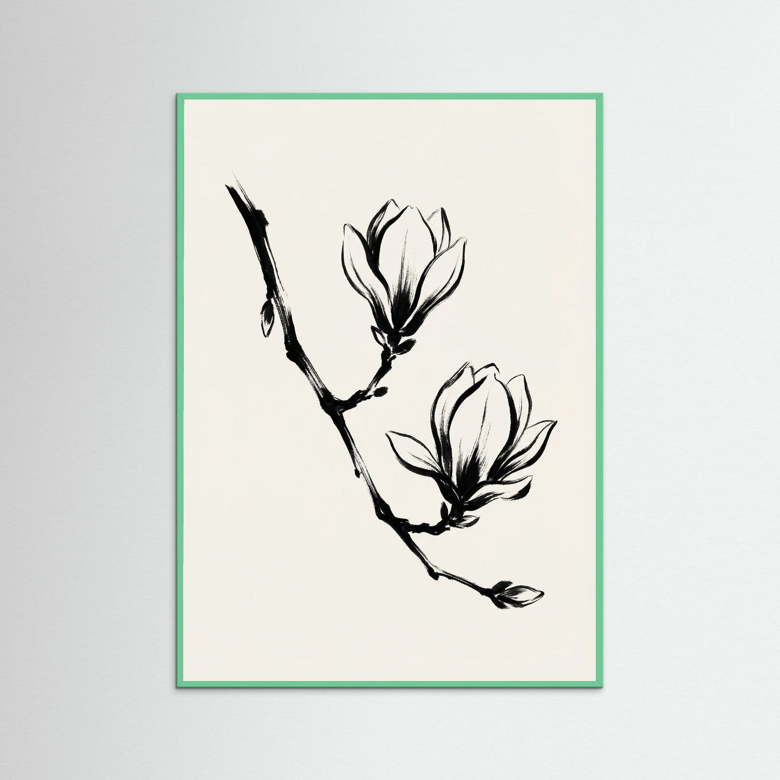 Mint Wood Brushstroke Blooms
