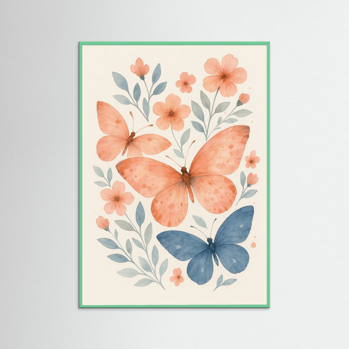 Mint Wood Butterfly Blossoms