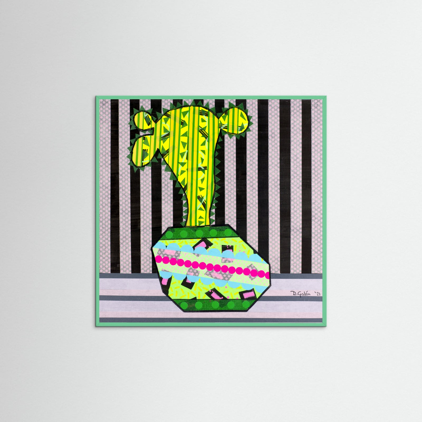 Mint Wood Cactus In a Green Pot Poster