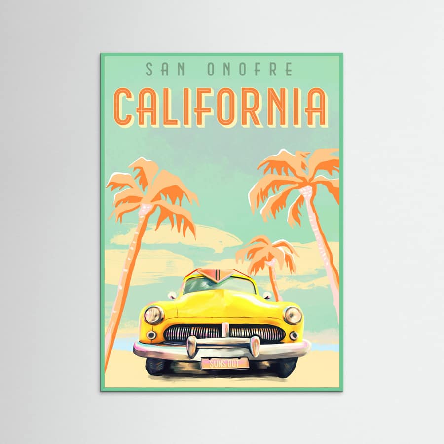 Mint Wood California Surf Poster