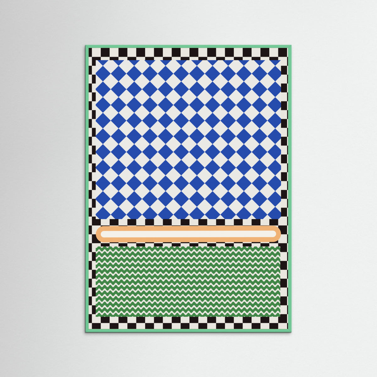 Mint Wood Checkered Rothko Inspiration Poster