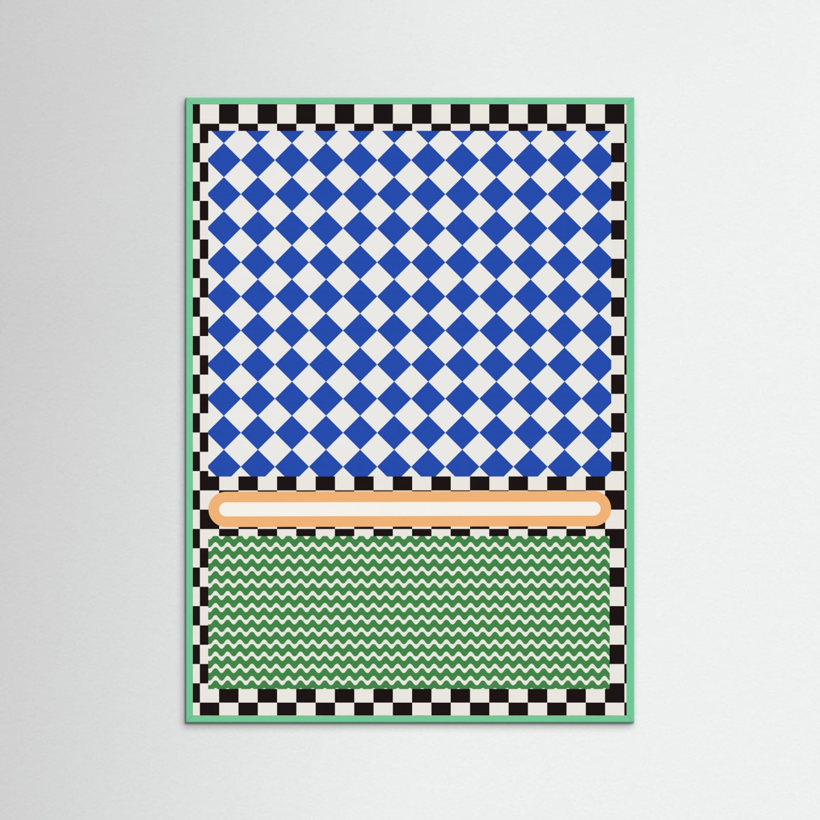Mint Wood Checkered Rothko Inspiration Poster
