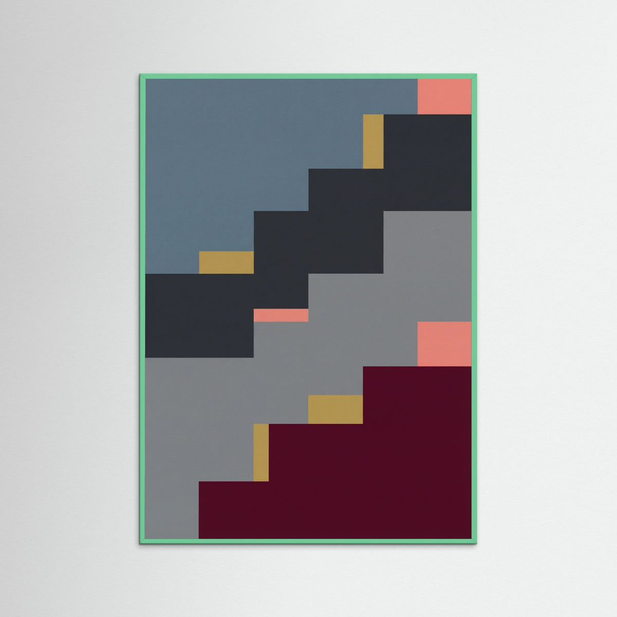 Mint Wood Color Block Architecture