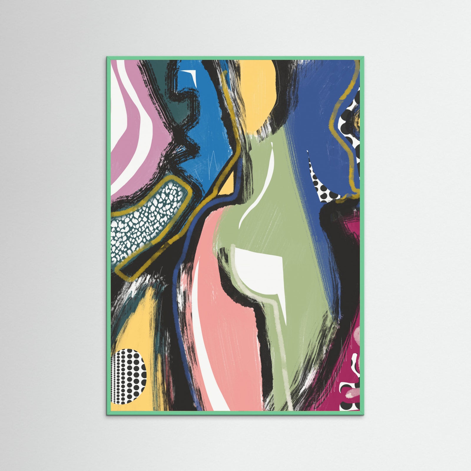 Mint Wood Colorful Abstract Bum Poster