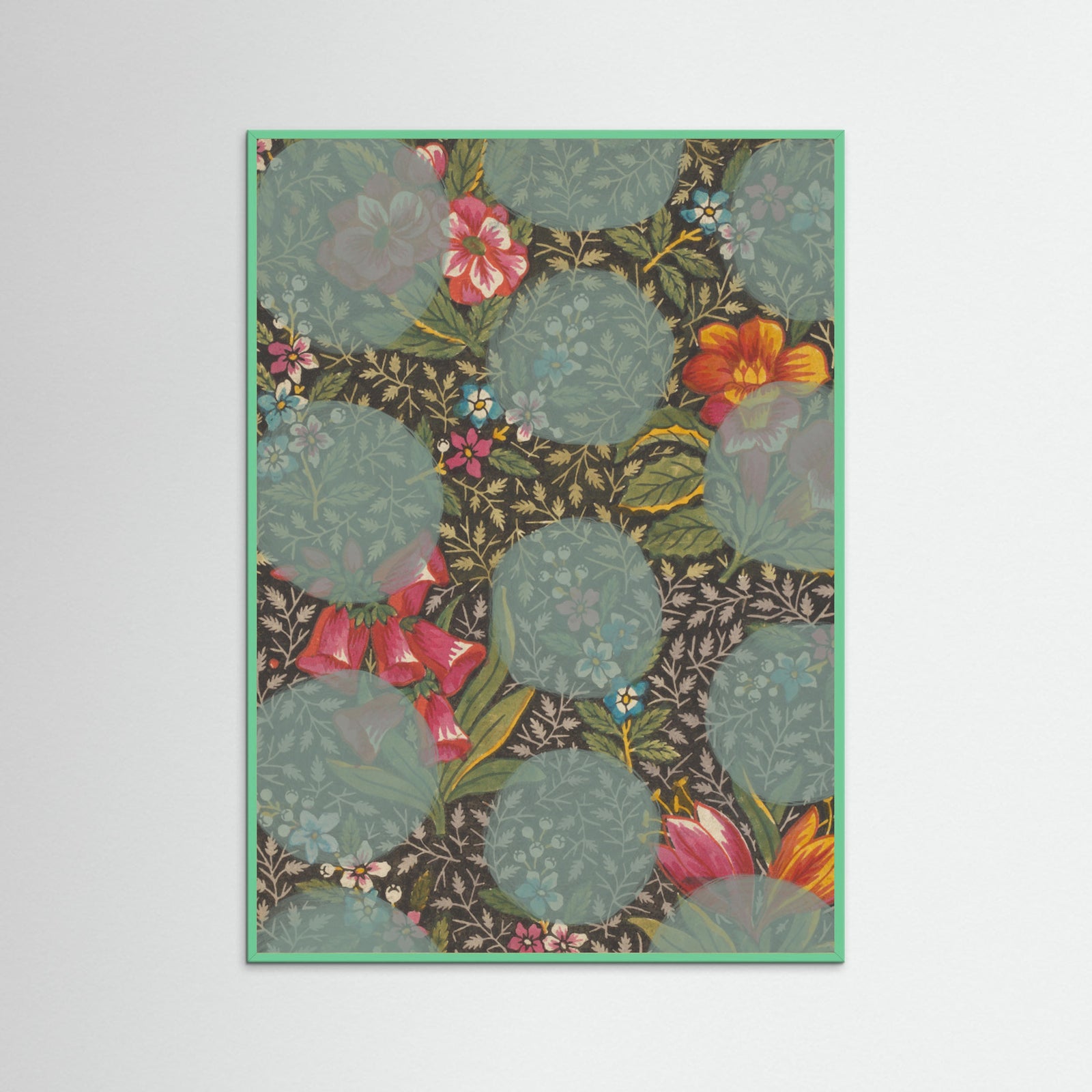 Mint Wood Colourful Flower Poster