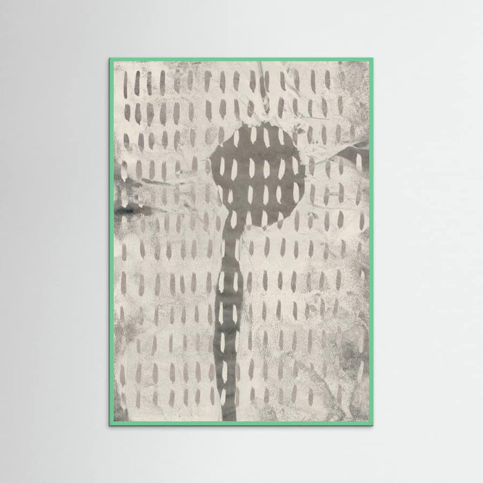 Mint Wood Contemporary Abstract In White and Grey Poster