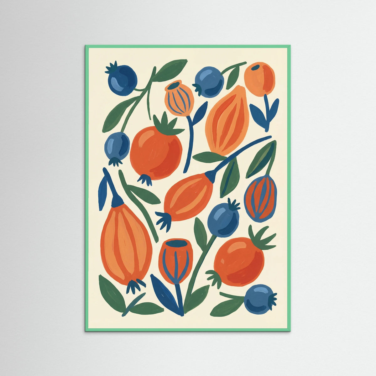 Mint Wood Crimson Bloom Rows