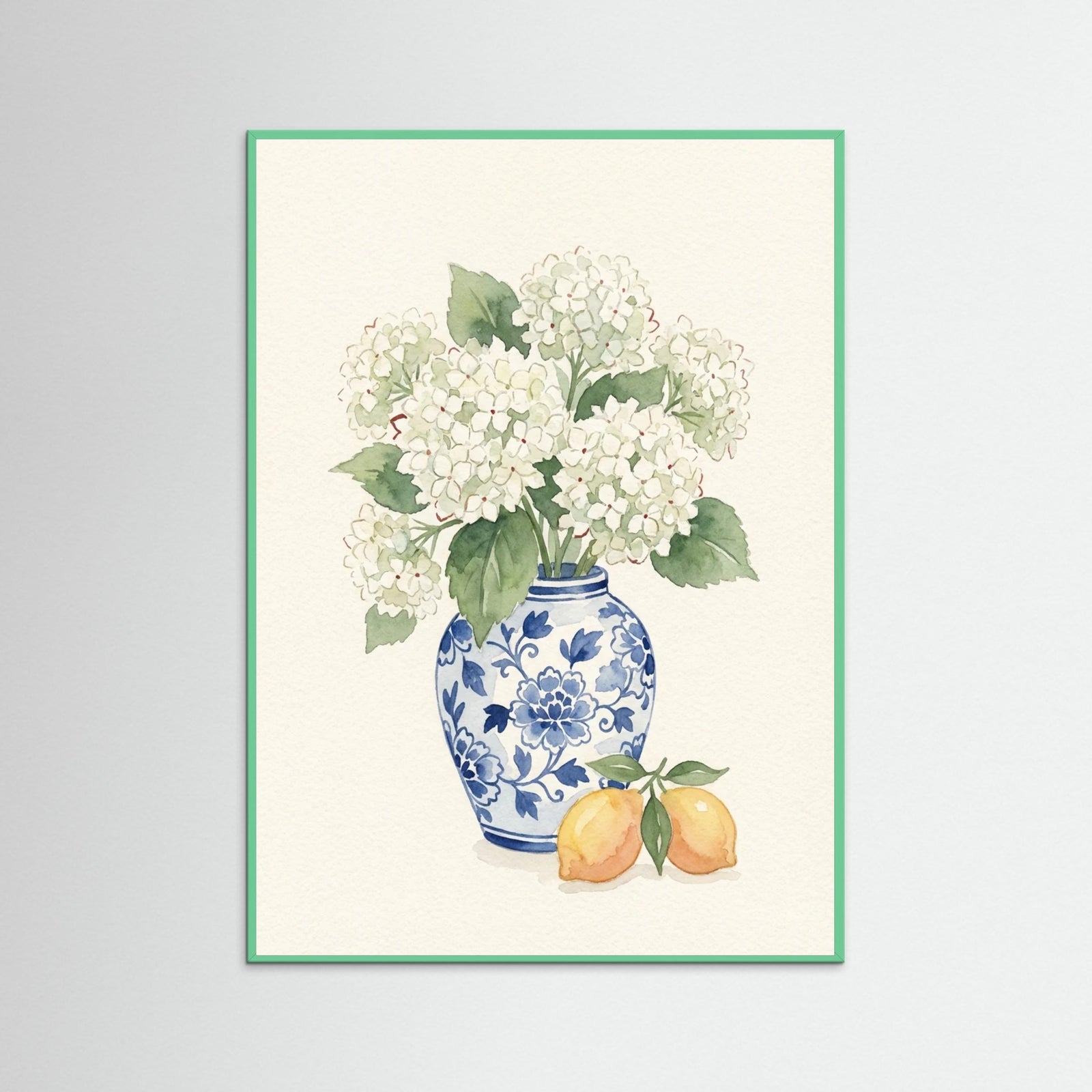 Mint Wood Crimson Bloom Still Life