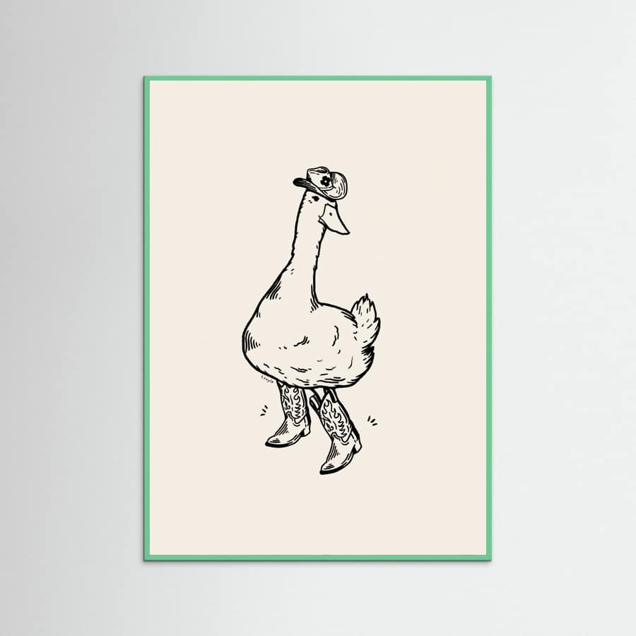 Mint Wood Duck wearing Western Boots Poster