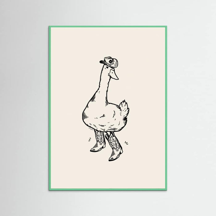 Mint Wood Duck wearing Western Boots Poster