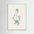 Mint Wood Duck wearing Western Boots in green Poster