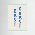 East Coast Vertical Text Bold Blue Poster – plakat og kunsttryk